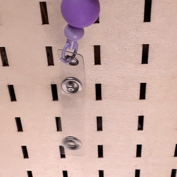 Handcrafted purple nurse theme beaded badge reel - Picture 4 of 5